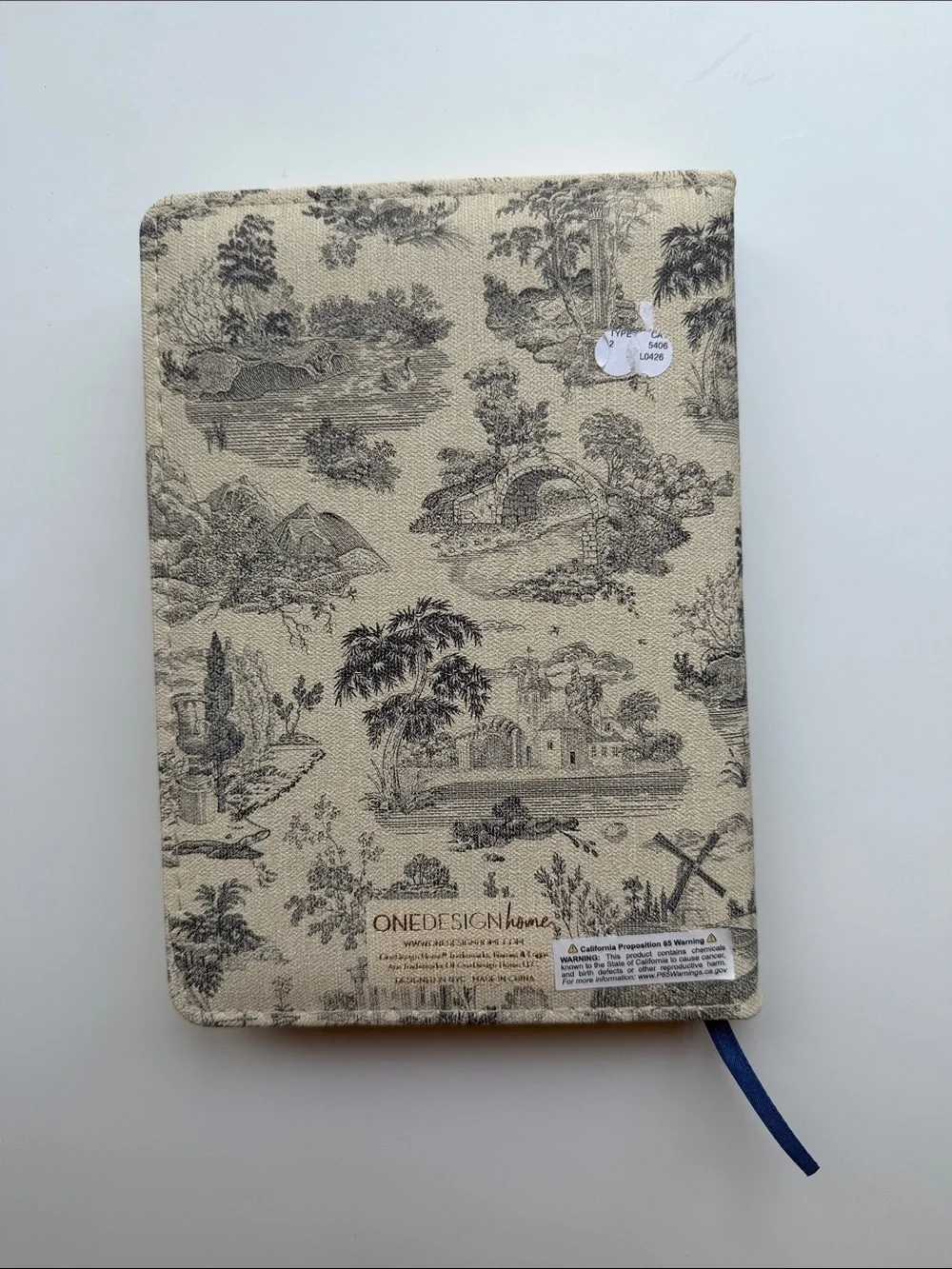 Onedesign Home Toile de Jouy Notebook Gold Gilded Edges Hardcover Journal